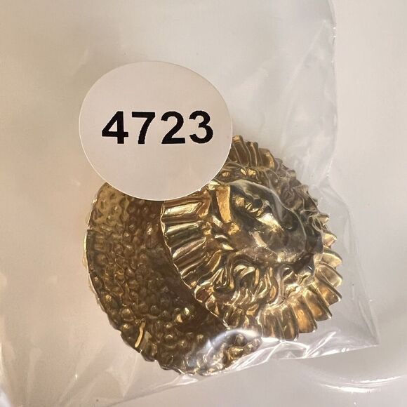 Vintage French Sun King Earrings 3d Clip On Gold Tone Sun Face Sunshine 4723 - Picture 9 of 9